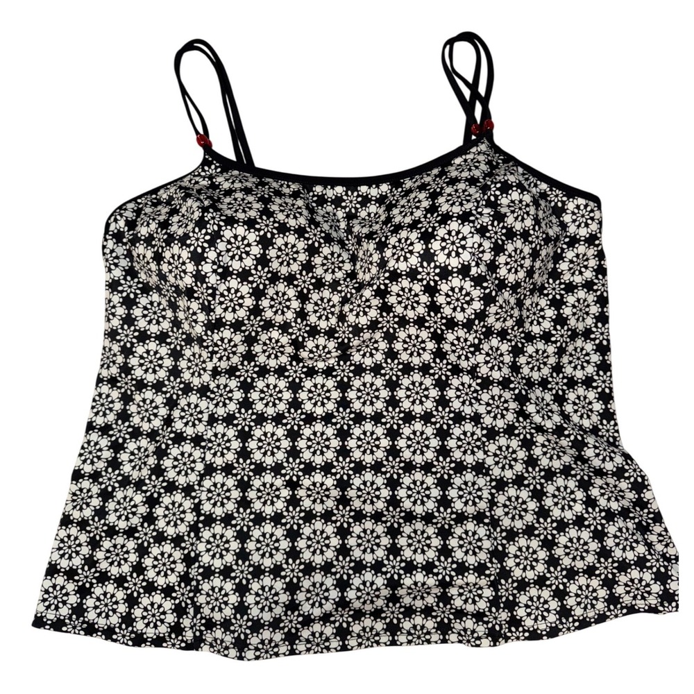 A Shore‎ Fit Daisy Chain Tankini Top Black White D E Cup Solutions Size 24W NEW